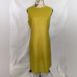 NWT: Lafayette 148 Gorgeous Linen Chartreuse green sleeveless dress